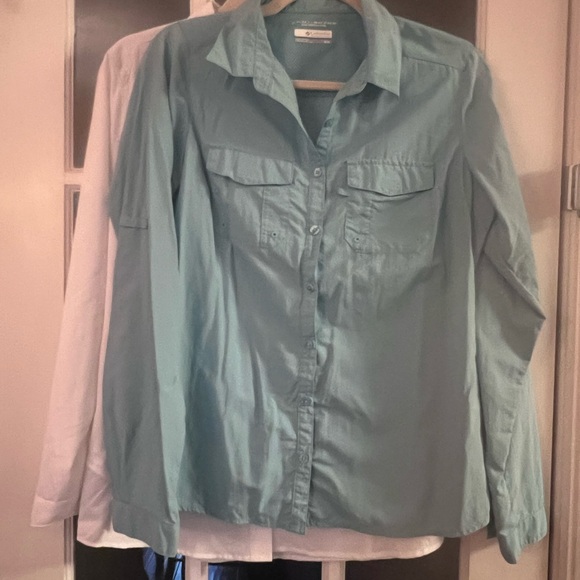Bundle 2 long sleeve sunshirts (NWT Eddie Bauer-white)(NWOT Columbia-blue)Medium - Picture 10 of 10